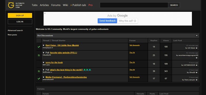 guitar tab forums