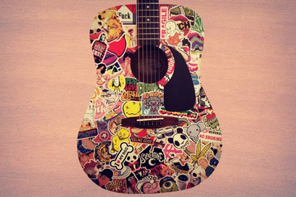 Stickers on Acoustic Guitar