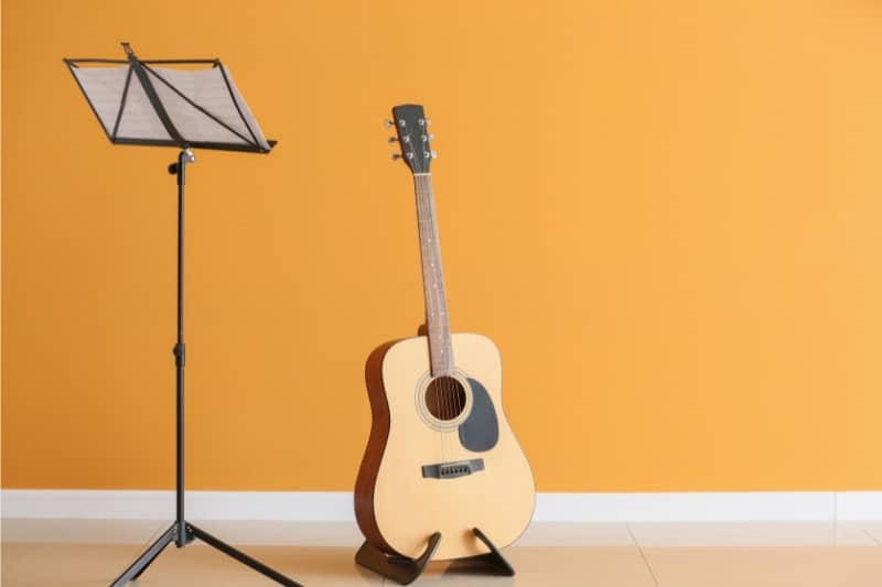 Acoustic Guitar Stand MIMIDI Wooden Guitar Stand Guitar Folding A-frame Stand with Foam Padded Red Floor Bass Classic Electric Guitar Stand