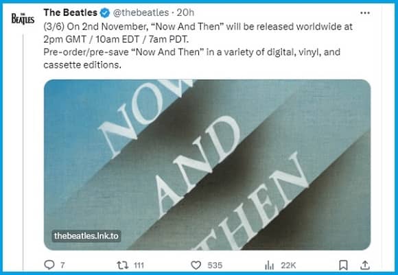 The Beatles New Single Release Post on X